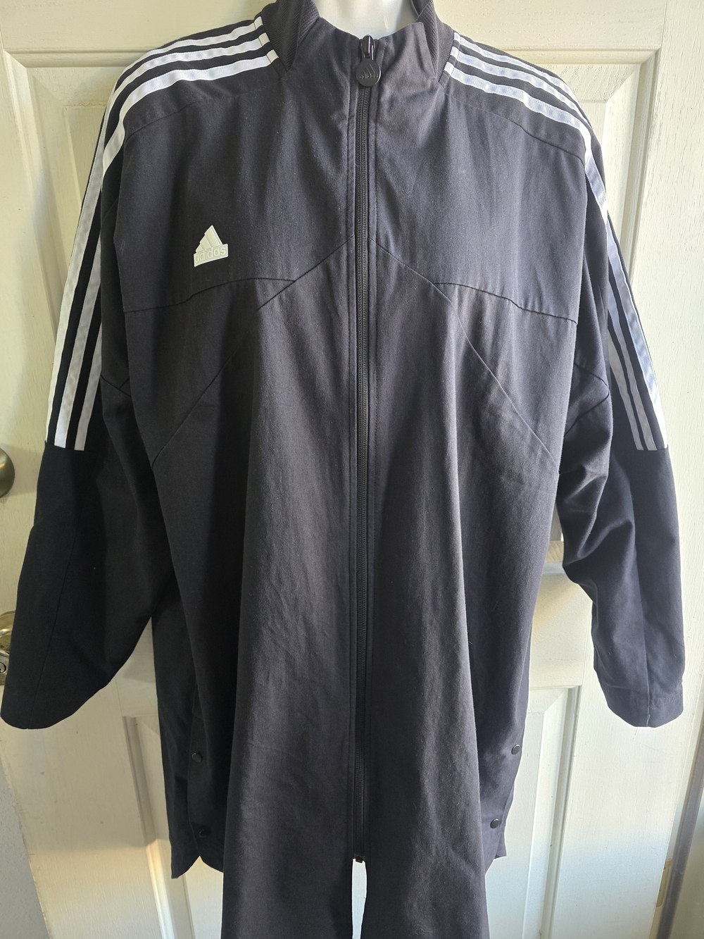 adidas Black Tiro Jacket with White Three-Stripe Detail
